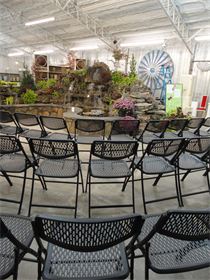 Waterfall Room : The Waterfall Room can accommodate up to 120 guests. We have special lighting available to create the atmosphere you desire for your event. Waterfall Room
