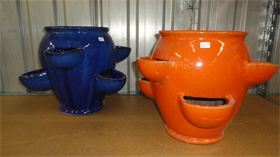 Stawberry and Succulent Pots : Cute Bright Colors Stawberry and Succulent Pots